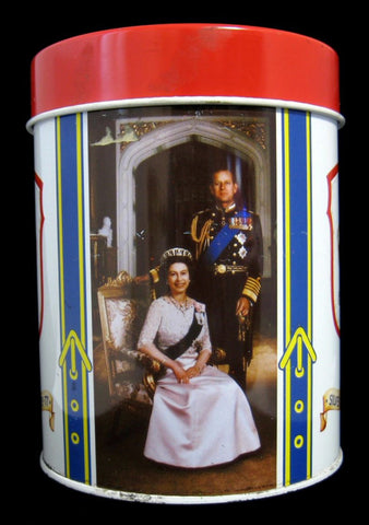 Tea Tin Queen Elizabeth II Silver Jubilee 1977 England Elizabeth Philip Biscuit Tin