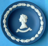 Wedgwood Jasper Dish Queen Elizabeth II Plate England Silver Jubilee 1977 Dark Blue