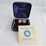 Wedgwood Jasperware Clip Earrings Sterling Silver Terracotta English Hallmarks 1979 JW