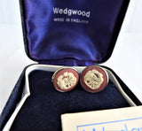 Wedgwood Jasperware Clip Earrings Sterling Silver Terracotta English Hallmarks 1979 JW