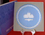 Wedgwood Jasper Christmas Plate 1980 St James In Box Jasperware Blue And White