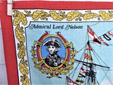 HMS Victory Tea Towel 1980s Admiral Nelson Warship Ulster Irish Linen Sailing Ship