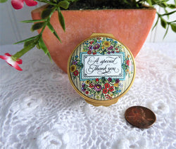 Halcyon Special Thank You Enamel Trinket Box English Porcelain 1980s Ring Box Gift