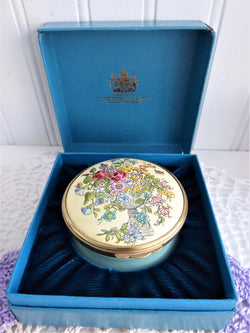 Enamel Box Halcyon Flower Urn Enamel Trinket Box English Porcelain 1980s Ring Box Gift