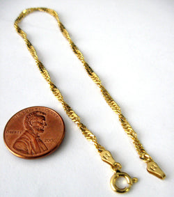 Italian Bracelet Sterling Silver 14kt Gold Vermeil Twisted Diamond Cut Chain 1980s Italy