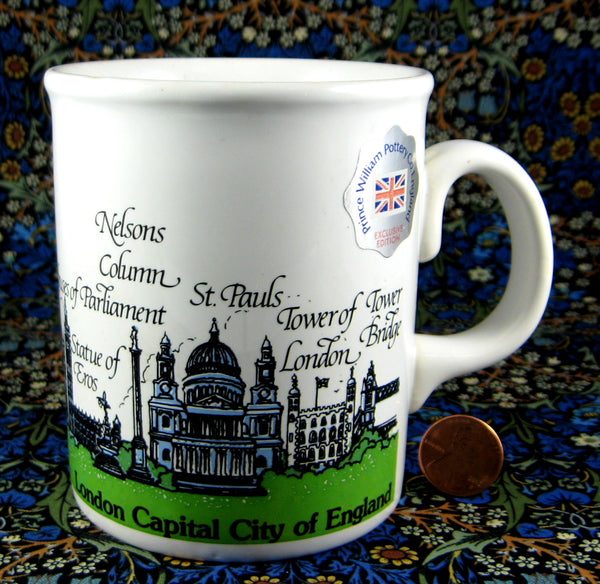London Mug Souvenir London Landmarks Original Sticker 1980s Souvenir
