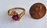 Ruby Ring 1.5 Carats 925 8 Faux Diamonds 1980s June Birthstone Size 7.35 Estate