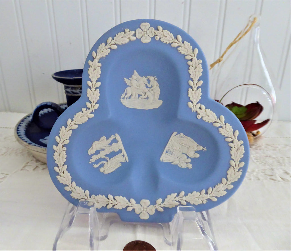 Blue Wedgwood England Dish Club Clover Shape Jasperware 1980s Small Pl ...