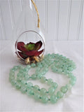 Apple Green Jadeite Knotted Bead Necklace 32 Inches Long Jade Beads Celadon