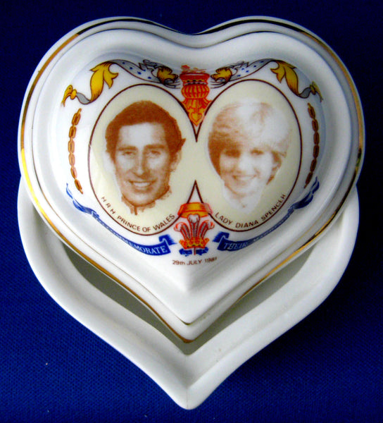 Charles And Diana Royal Wedding Heart Shape Box 1981 Trinket Keepsake