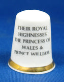Princess Diana And Prince William Thimble English Bone China 1984