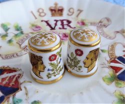 Thimble Pair Queen Victoria Albert Royal Crown Derby 150th Anniversary of Accession