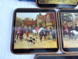 Coasters English Victorian Hunting Scenes Set Of 4 Pimpernel 1990s Cork Back