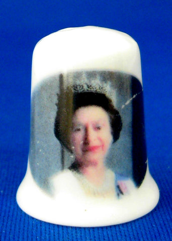 Queen Elizabeth II Thimble Bone China With Crown Photo 2002 Golden Jubilee