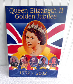 Tin Sign Queen Elizabeth II Golden Jubilee Geaneology 2002 Royal Souvenir