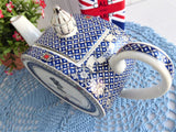 Queen Elizabeth 80th Birthday 2006 Sadler Teapot Boxed Blue White Platinum