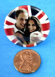 Prince William Kate Wedding Button Union Jack Pin Back 2011 Royal Commemorative