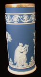 Antique Wedgwood Jasper Dip Spill Vase Silver Rim Erato 1870s