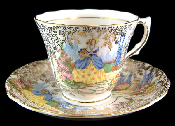 Crinoline Lady Cup And Saucer Gold Chintz Colclough 1940s – Time Was  Antiques