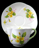 Shelley Cup and Saucer Primrose Dainty Shape Pale Green Trim