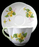 Shelley Cup and Saucer Primrose Dainty Shape Pale Green Trim