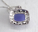 Lavender Jadeite Chinese Cabochon Pendant Necklace 12 Carats Sterling Silver Marcasites
