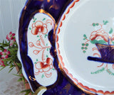 Antique 1830s Imari 9 Inch Dinner Plate England Copper Luster Cobalt Rust
