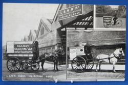 Railroad Postcard Real Photo L&NW Rail Parcel Collecting Vans Horse Drawn 1880s
