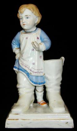 Antique Fairing Match Holder Striker Boy In Dad's Boots 1880s Victorian