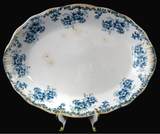 Large Blue Transferware Platter Blue Floral Trentham Ironstone 1890s Floral