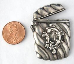 Victorian Silver Stamp Case Antique Chatelaine Watch Fob Sterling Silver Pendant USA