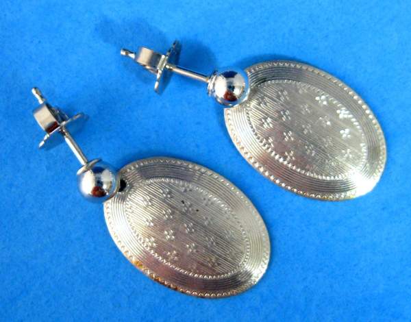 Edwardian 14k Gold Cufflink Earrings Antique Hand Engraved Stars 14kt Posts