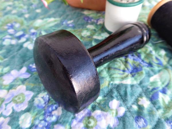 Antique Ebony Darning Mushroom Black Wood Darner Treen England 1900 Sewing Edwardian