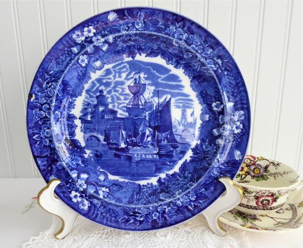 Flow Blue Transfer Plate Wedgwood Ferrara 9 Inch Edwardian 1900-1910