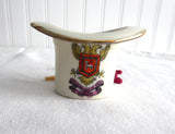 Edwardian Antique Match Holder  Match Striker Top Hat Crested China 1900-1910s