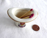 Edwardian Antique Match Holder  Match Striker Top Hat Crested China 1900-1910s