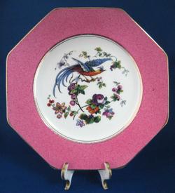 Fancy Bird Plate Pink Hexagonal Edwardian Fantasy Bird Wedgwood 1906