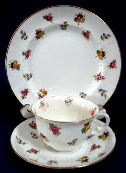 Adderleys Cup And Saucer wWith Plate Spray 96 Roses Pansy Chintz 1910s
