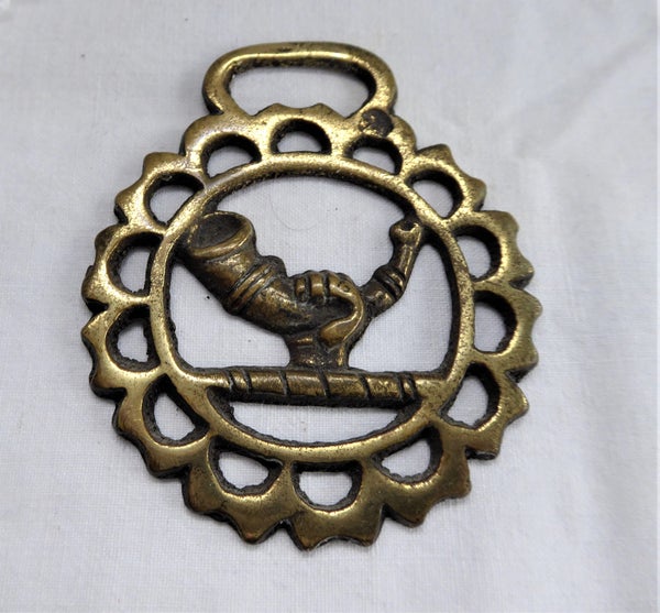 Horse Brass Hunting Horn Sporting England 1900 Harness Brass Pub Brass