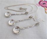 Necklace And Earrings George V Threepence Salt Spoons Sterling Silver Barley Twist 1920s Sterling Rope Chain