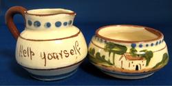 Motto Ware Cream And Sugar Help Yourself Sweeten Taste 1920s