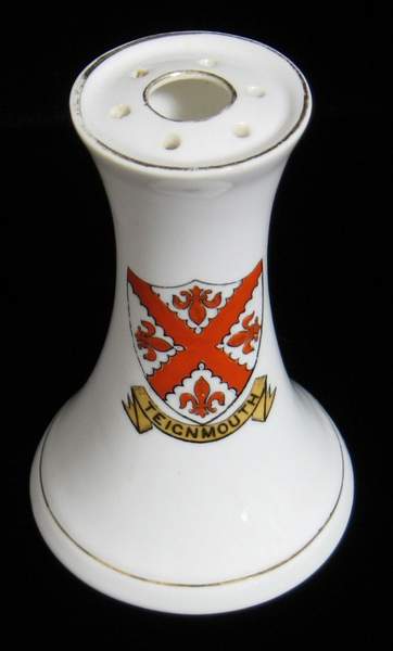 Shelley Hat Pin Holder Antique 1920s Vanity Crested China Souvenir Teignmouth