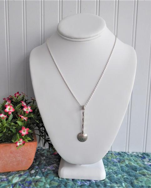 Handmade George V Threepence Salt Spoon Sterling Silver Necklace Barley Twist 1920s Sterling Rope Chain
