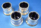 English Salt Dips 4 Art Deco Silver And Cobalt Blue Glass Liners Open Salts 1920-1930s