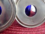 English Salt Dips 4 Art Deco Silver And Cobalt Blue Glass Liners Open Salts 1920-1930s