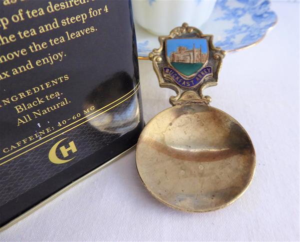 Buckfast Abbey England Tea Caddy Spoon Tea Scoop Enamel Shield Souvenir 1930