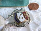Canterbury England Tea Caddy Spoon Tea Scoop Enamel Shield Finial 1930s Becket