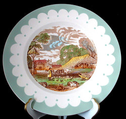 Clarice Cliff Dinner Plate Rural Scenes Royal Stafforshire 1930s Brown Transferware