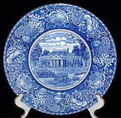 Blue Transferware Dinner Plate Monticello Ridgways 1930s England 9.75 Inches