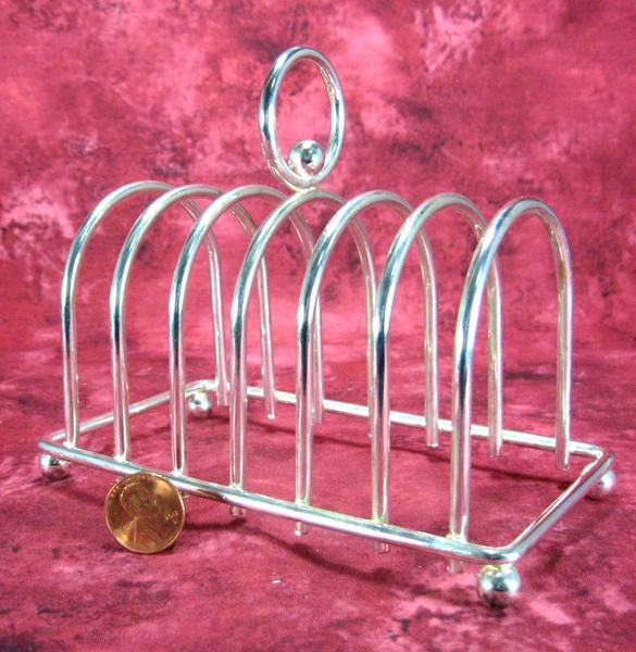 Vintage English Toast Rack Silver Plate Letter Holder Ball Feet Napkins 1930s